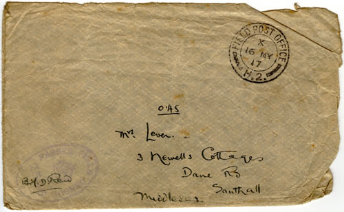 Envelope for letter from 41 Casualty Clearing Station, postmarked Field Post Office