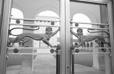 Photo, Air Forces memorial Runnymede, door detail and view to within