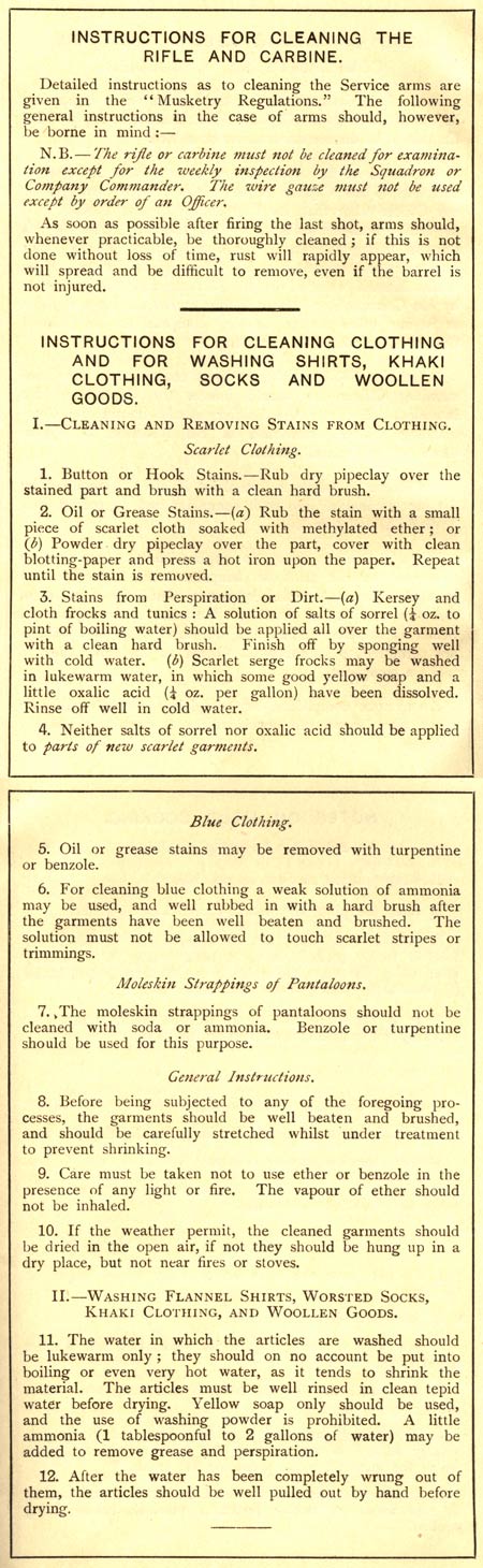 Extract from Soldiers' Small Book - Cleaning