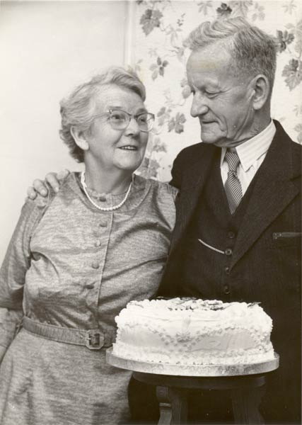 Photograph of Hugh Samuel King and wife Alice celebrating their Golden Wedding anniversary
