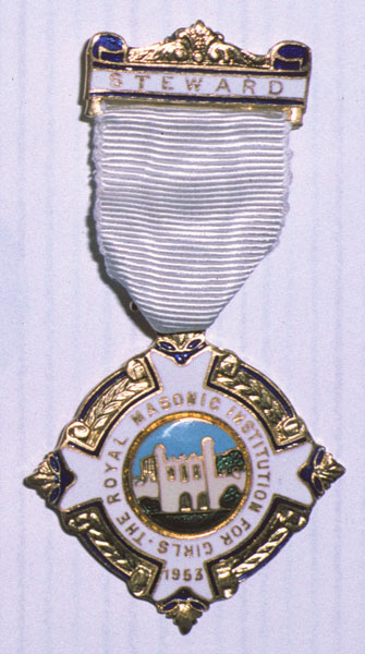 Photograph of Masonic medal - Steward, Royal Masonic Institution for Girls, 1953