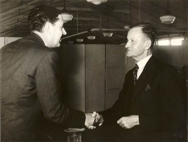 Photo, thought to be 40 year long service award to Hugh Samuel King by North Thames Gas Board